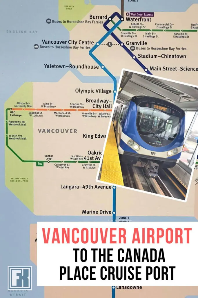 Vancouver Skytrain map and a Skytrain car