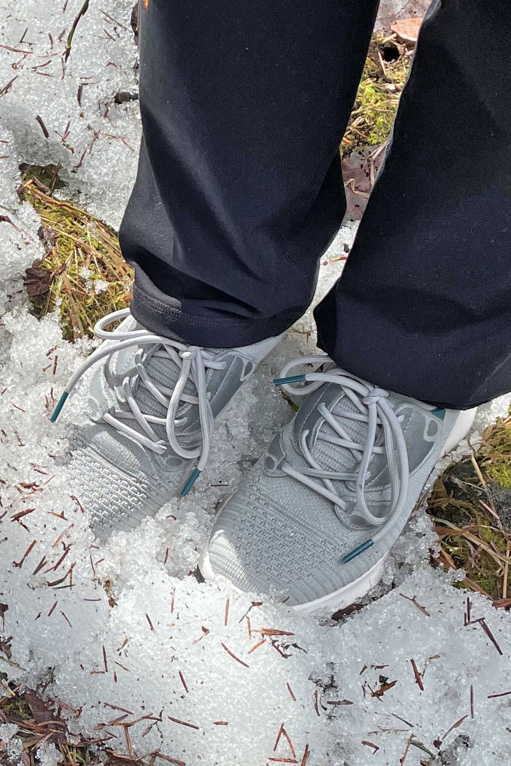 Wearing my Vessi waterproof shoes at Mendenhall Glacier