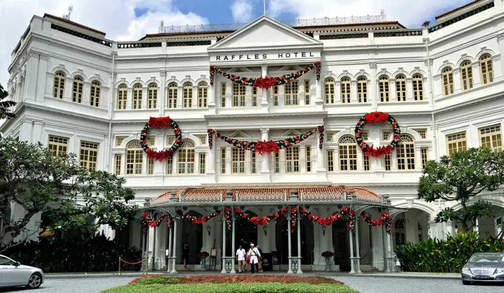 Entrance to the Raffles Hotel in Singapore
