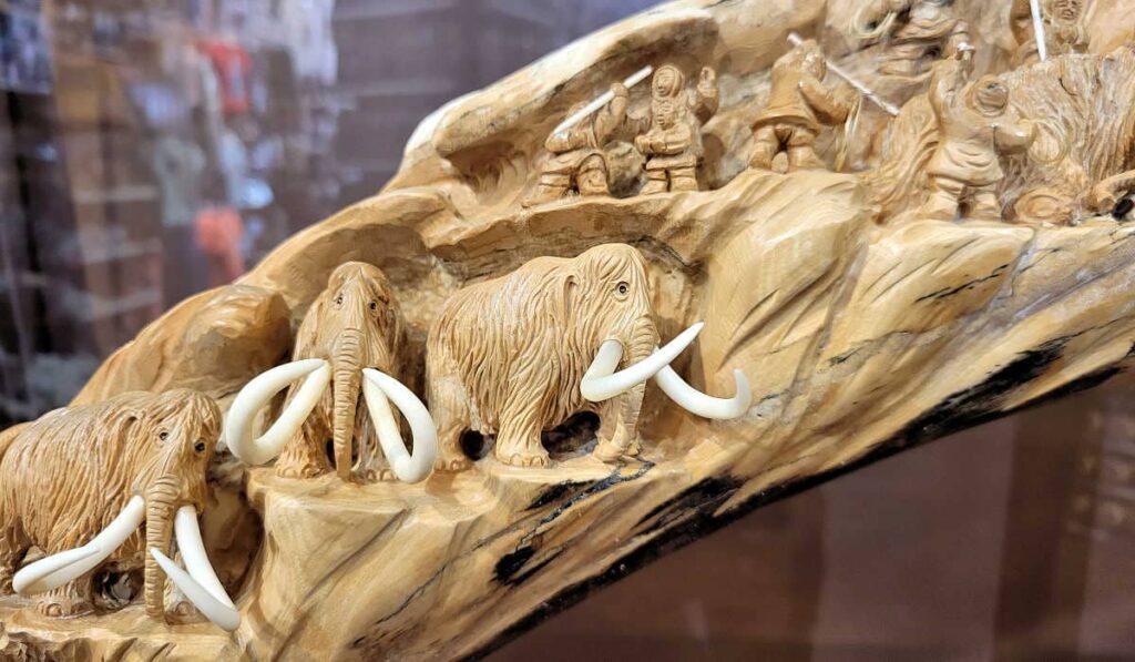 Mammoth ivory carving souvenir from Alaska