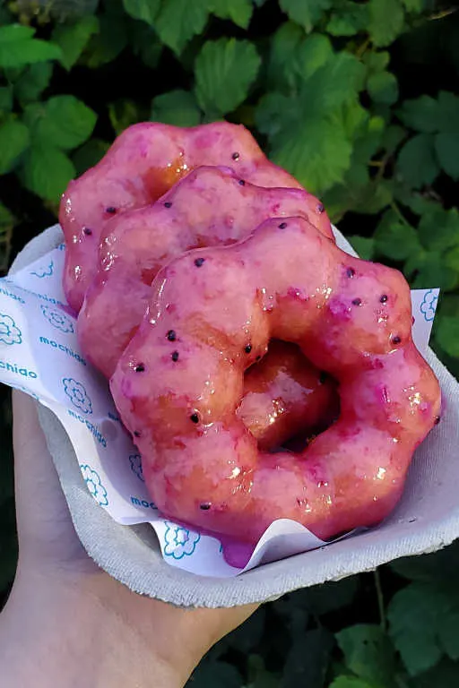 Dragon fruit mochi donuts at the Richmond Night Market