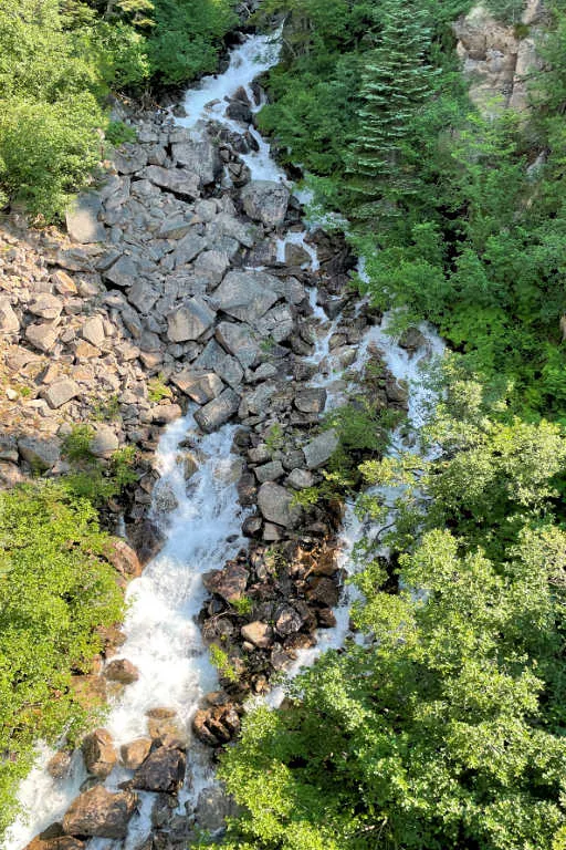 Scenic waterfall seen on the White Pass train