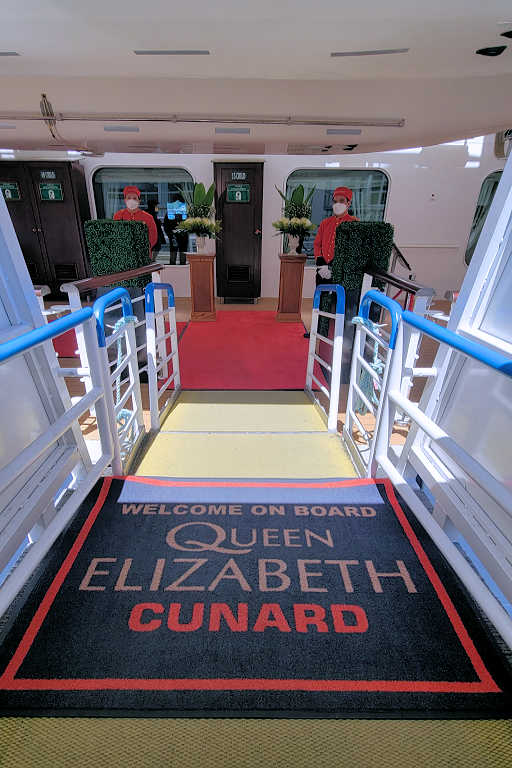 Red carpet welcome on the Cunard Queen Elizabeth