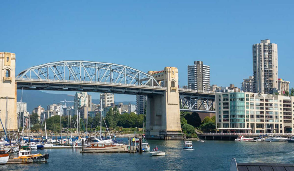 Burrard Bridge and downtown from Granville Island