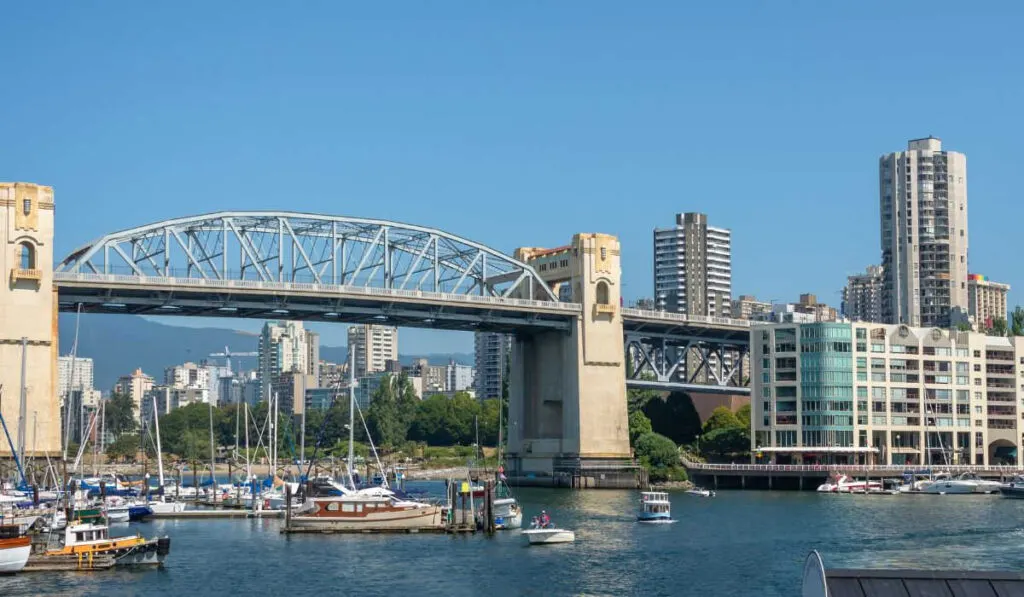 Burrard Bridge and downtown from Granville Island
