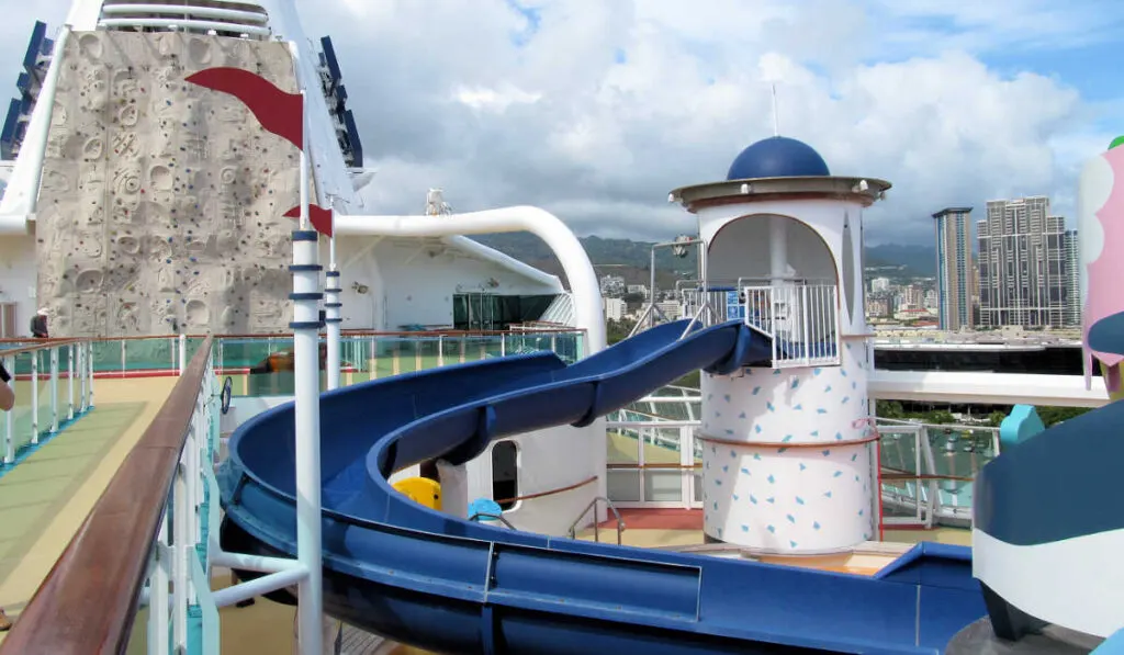 Climbing wall and Ocean Adventure on the Radiance of the Seas cruise ship