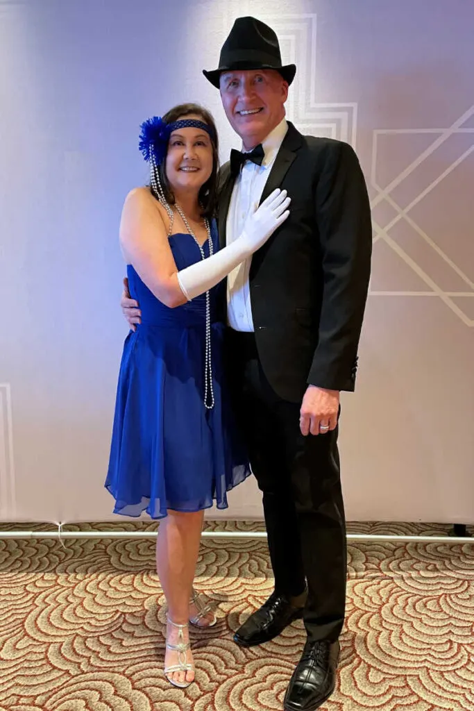 What we wore for Cunard's Roaring 20s gala evening.