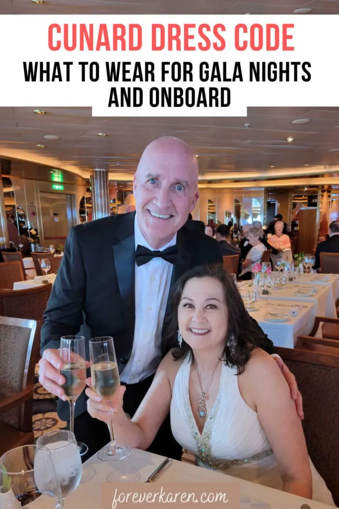 Dressed for Cunard's "White Ice" gala night in Alaska