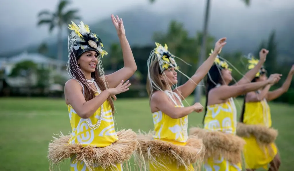 Dancers performing at a Hawaiian Luau