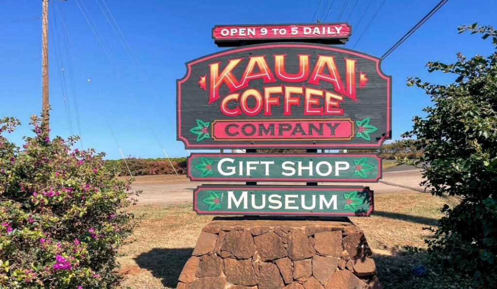 Kauai Coffee Farm signage