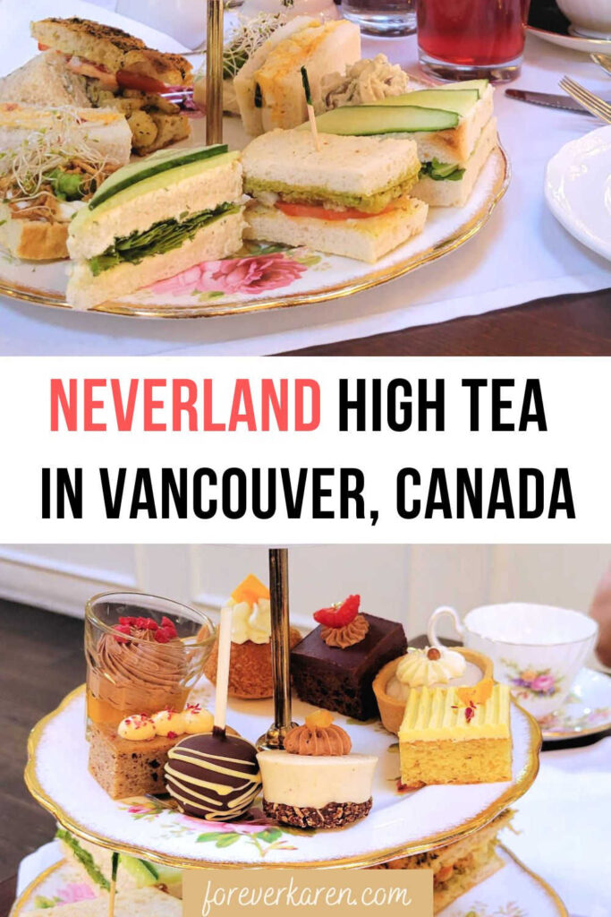 Neverland's savory and sweet treats on a tea tower