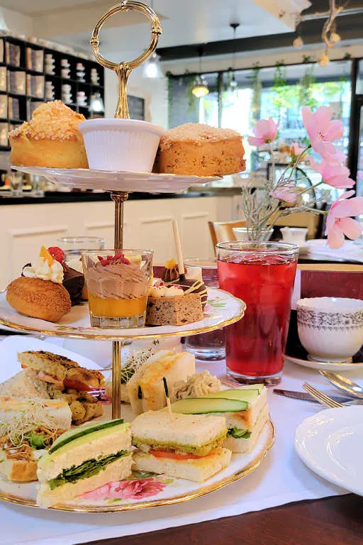 Neverland tea tower with savory and sweet treats