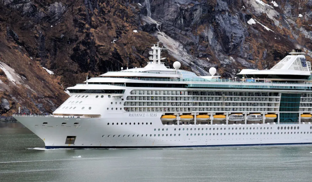 Royal Caribbean Radiance of the Seas sailing in Tracy Arm, Alaska in May