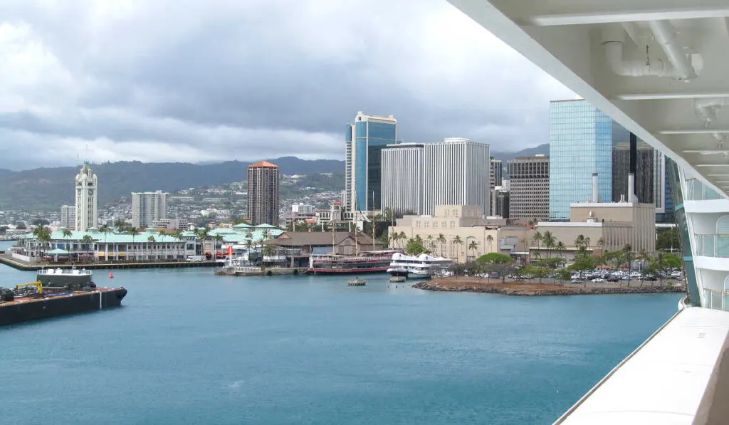 Royal Caribbean cruise ship docked in Honolulu, Hawaii