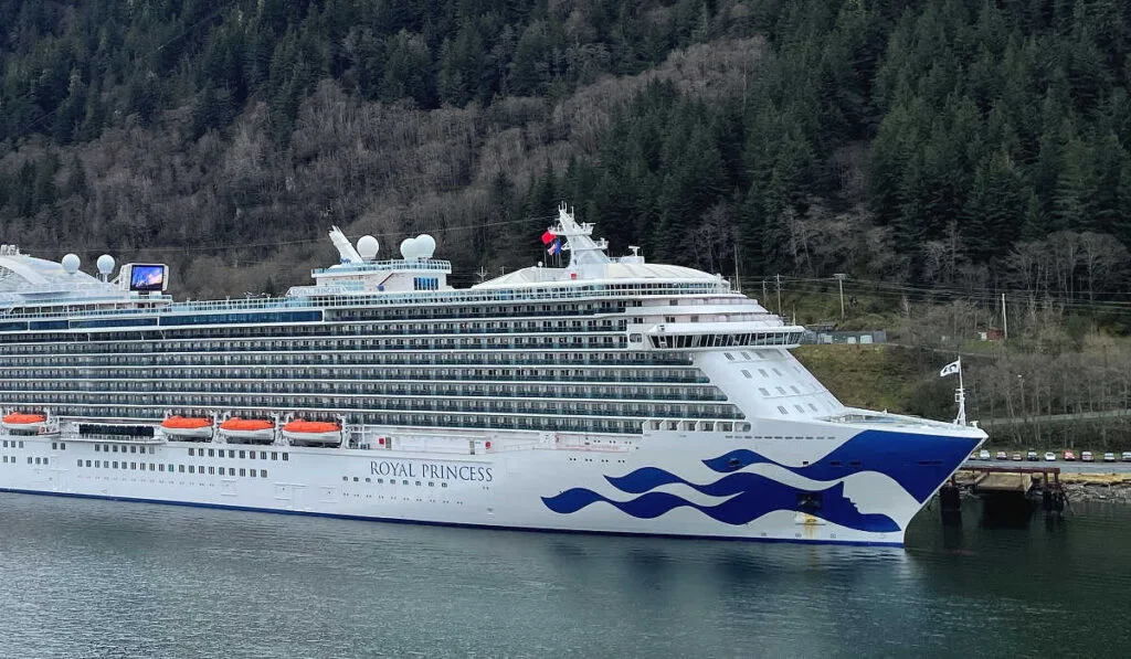 Royal Princess cruise ship docked in Juneau, Alaska