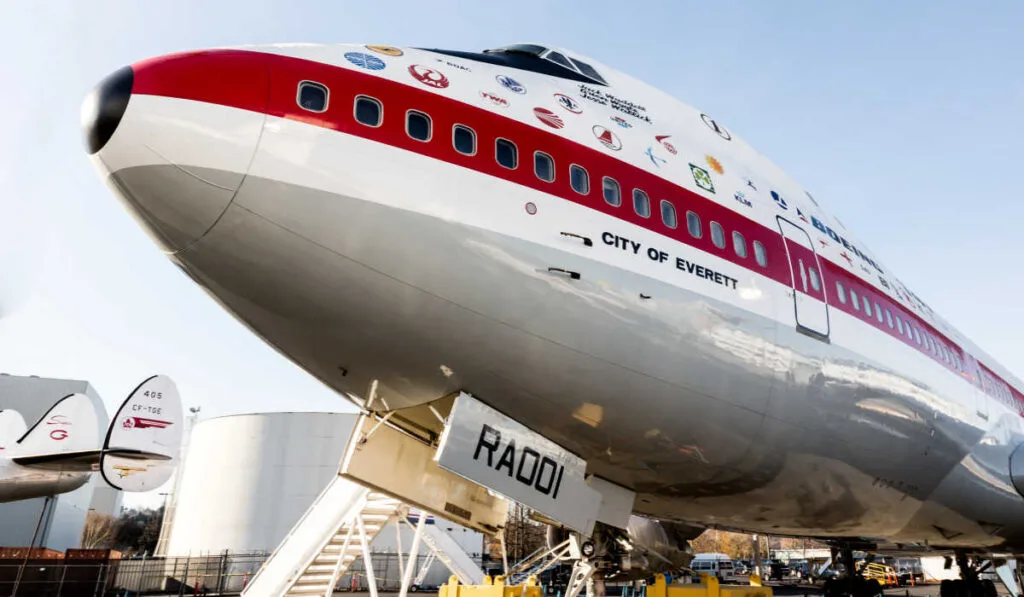 A Boeing 747 at the Boeing factory