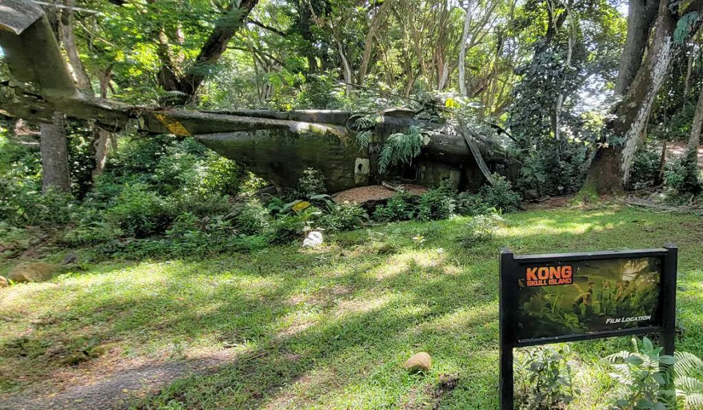 Helicopter crash from Kong Skull Island as seen on Kualoa Ranch's Jurassic Jungle Expedition tour