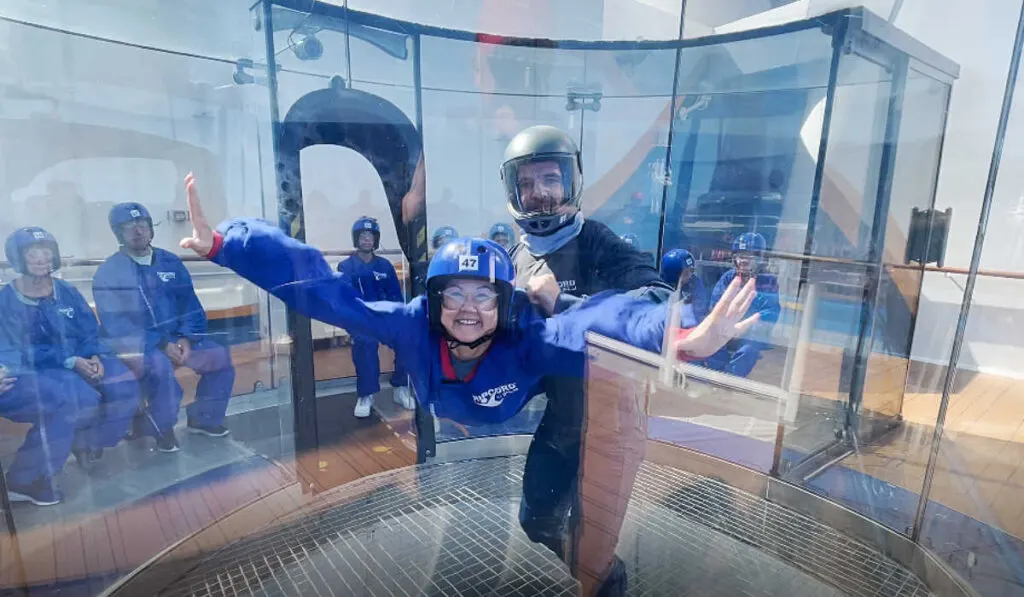 Karen doing iFly on the Ovation of the Seas