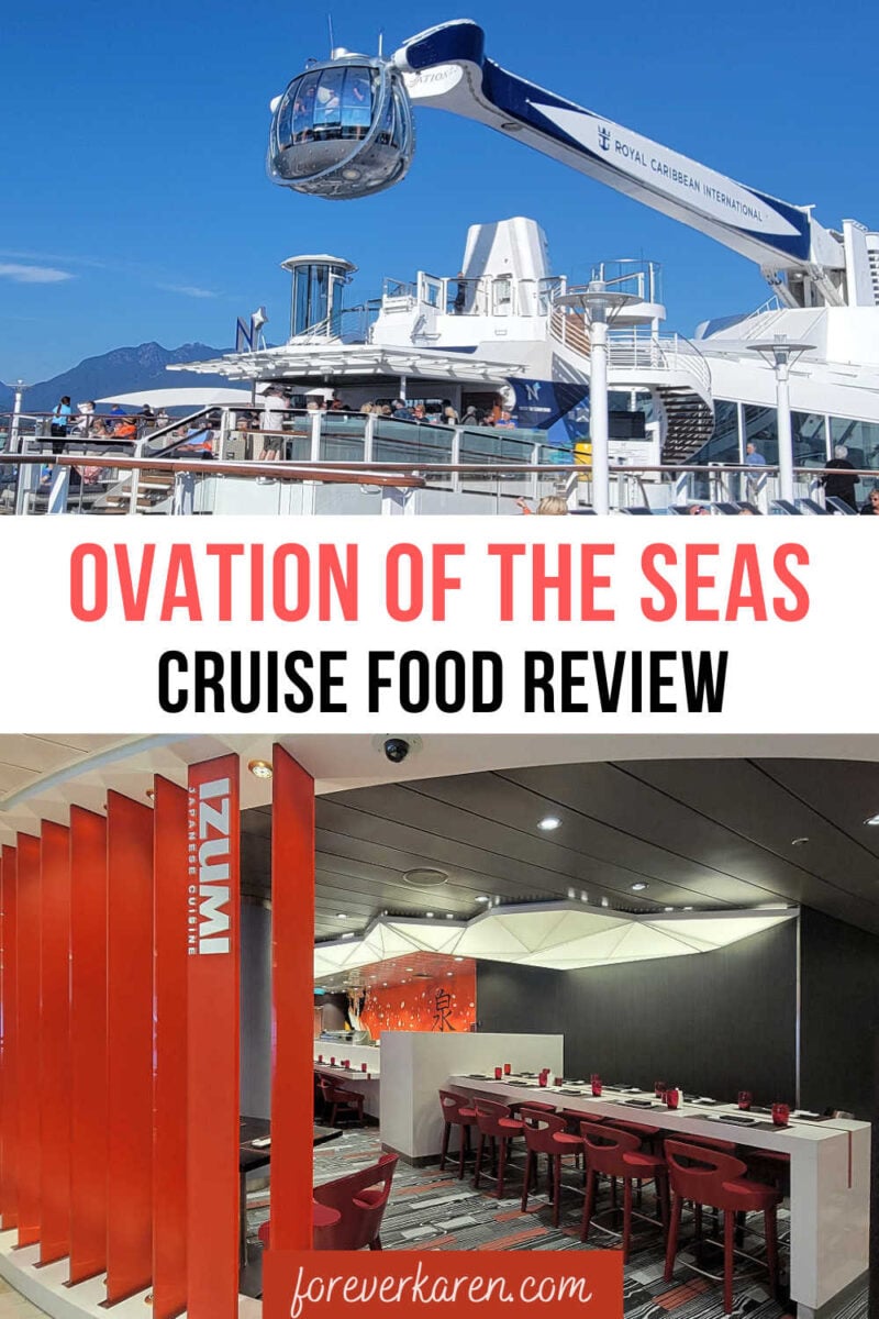 Ovation of the Seas offers many dining choices on its Quantum-class cruise ship. Guests can choose from complimentary dining a one of its four main restaurants to specialty dining. With fish and chips and pizza, to healthy salads, find out what we thought of its food. Ovation of the Seas North Star and Izumi specialty restaurant