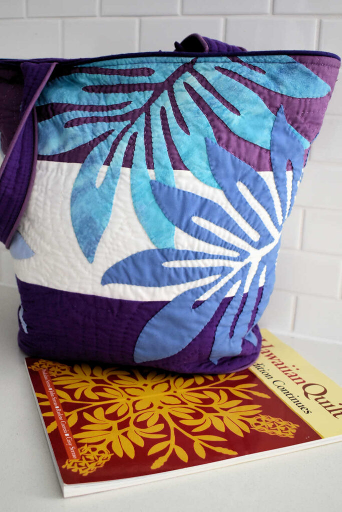 Quilted bag and book from Hawaii
