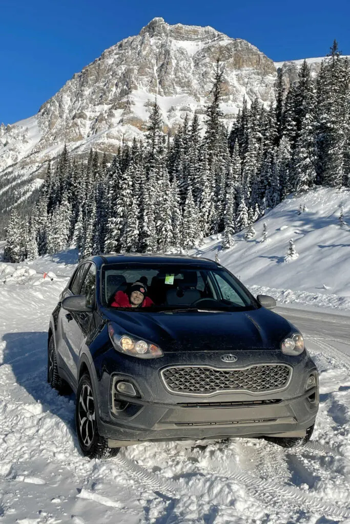 Our SUV rental in the Canadian Rockies in winter