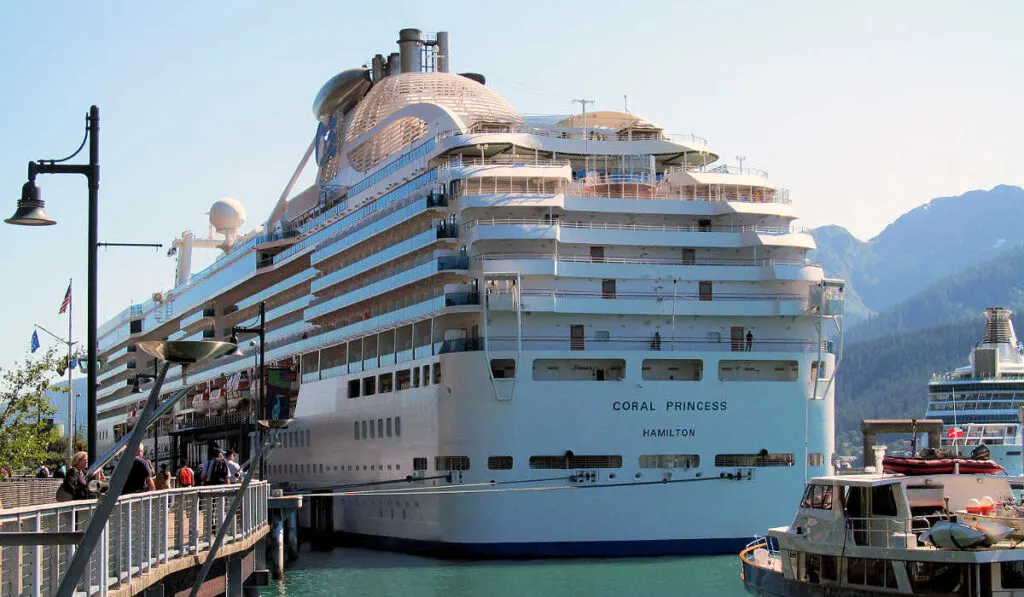 Aft of the Coral Princess in port