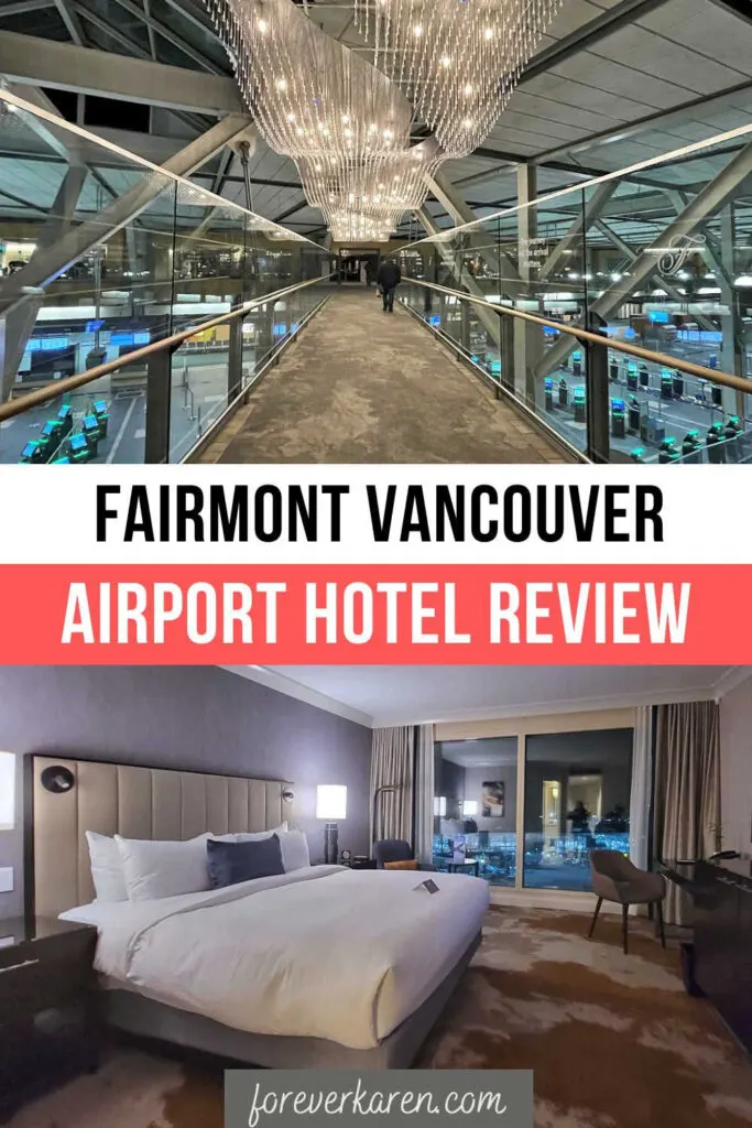 The Fairmont Vancouver Airport entrance and king bed room