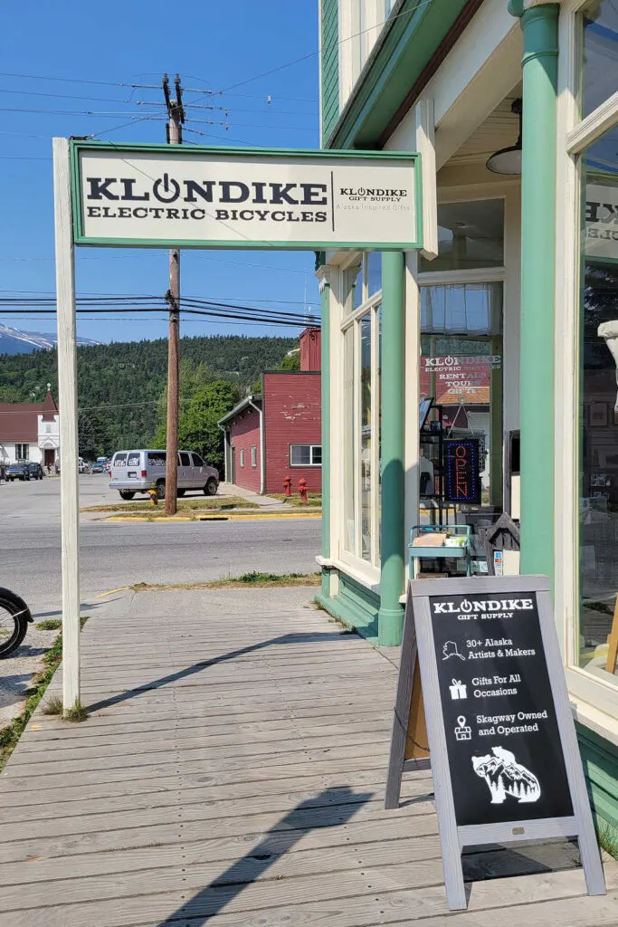Klondike Electric Bicycles storefront, close to the cruise port in Skagway, Alaska