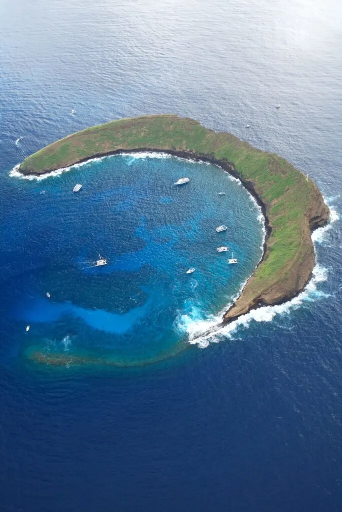 Aerial view of Molokini Crater, Maui