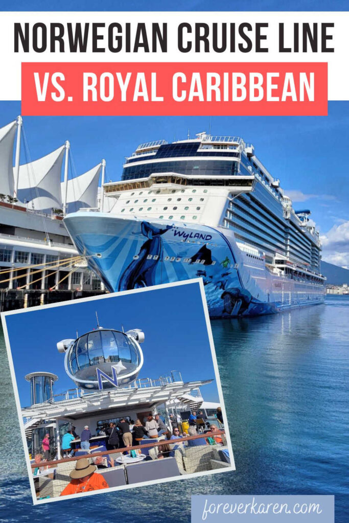 An info graphic showing a Norwegian cruise ship and the North Star on a Royal Caribbean vessel
