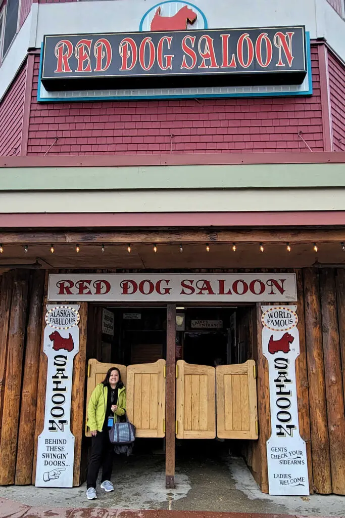 Standing outside the Red Dog Saloon