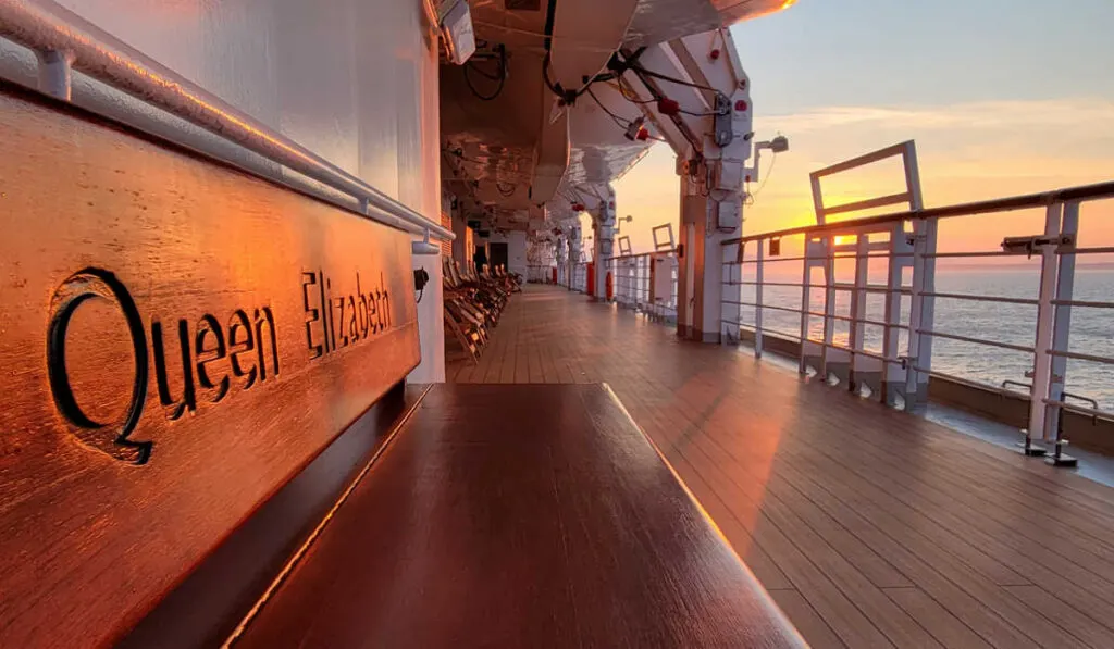 Sunset on Cunard Queen Elizabeth