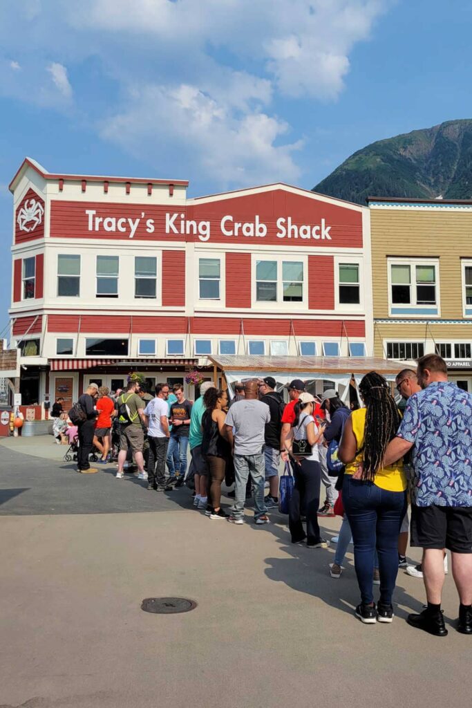 A crowd at Tracy's Crab Shack in summer