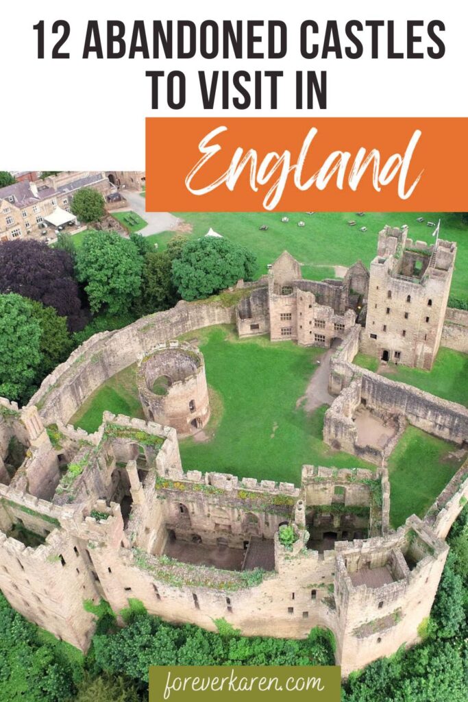 Aerial view of Ludlow Castle ruin in England