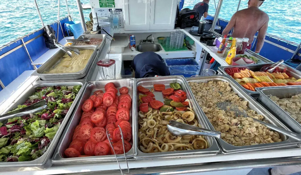 Buffet lunch on the tour boat