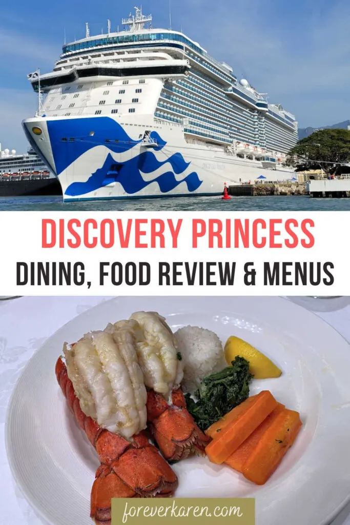 The Discovery Princess and a broiled lobster entree from the dining room