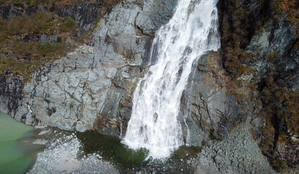 Drone shot of Nugget Falls