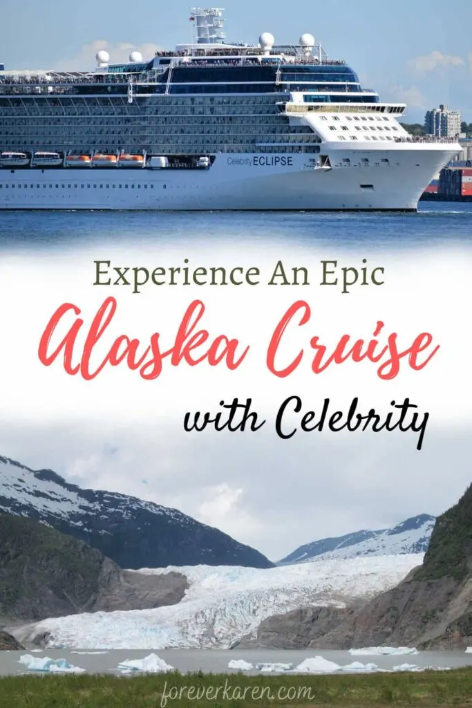 The Celebrity Eclipse cruise ship and Mendenhall Glacier in Juneau, Alaska
