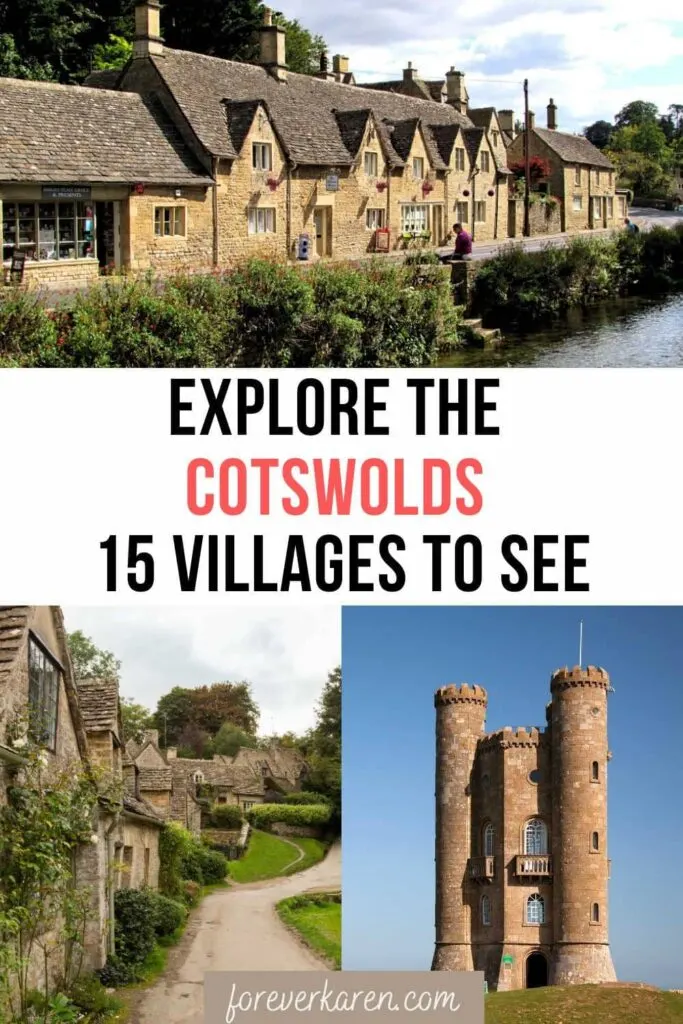 Chipping Campden, Arlington Row in Bibury and the Broadway Tower, all in Cotswold Villages