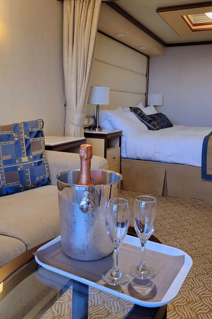 Enjoy champagne in our mini-suite