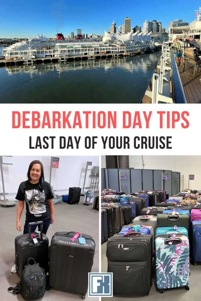Debarking a cruise ship - arriving in port, and collecting luggage