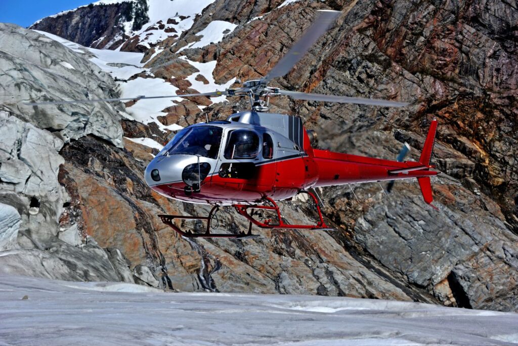 Helicopter landing on Mendenhall Glacier