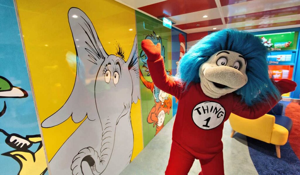 Seuss Bookville character on a Carnival Cruise
