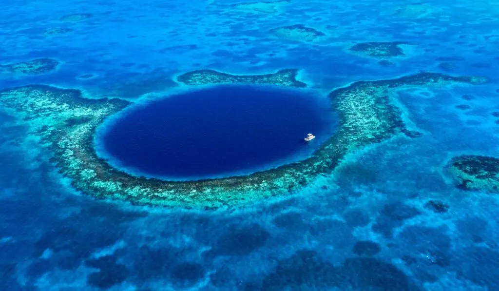 Aerial view of the Great Blue Hole, Belize