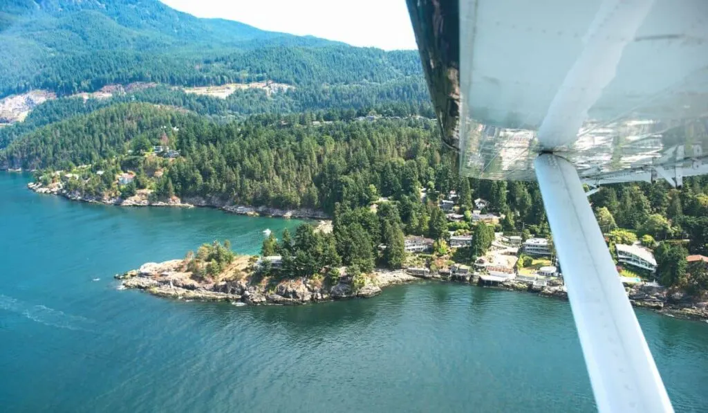 Flying over Vancouver in a seaplane