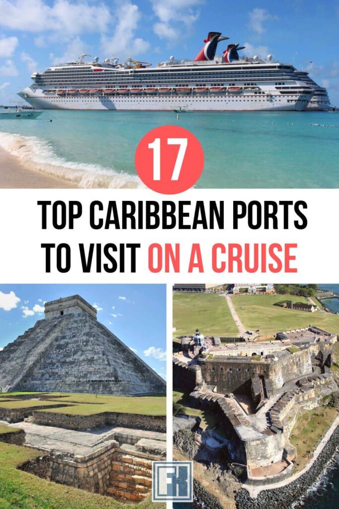 A cruise ship in the Caribbean, and attractions in two cruise ports