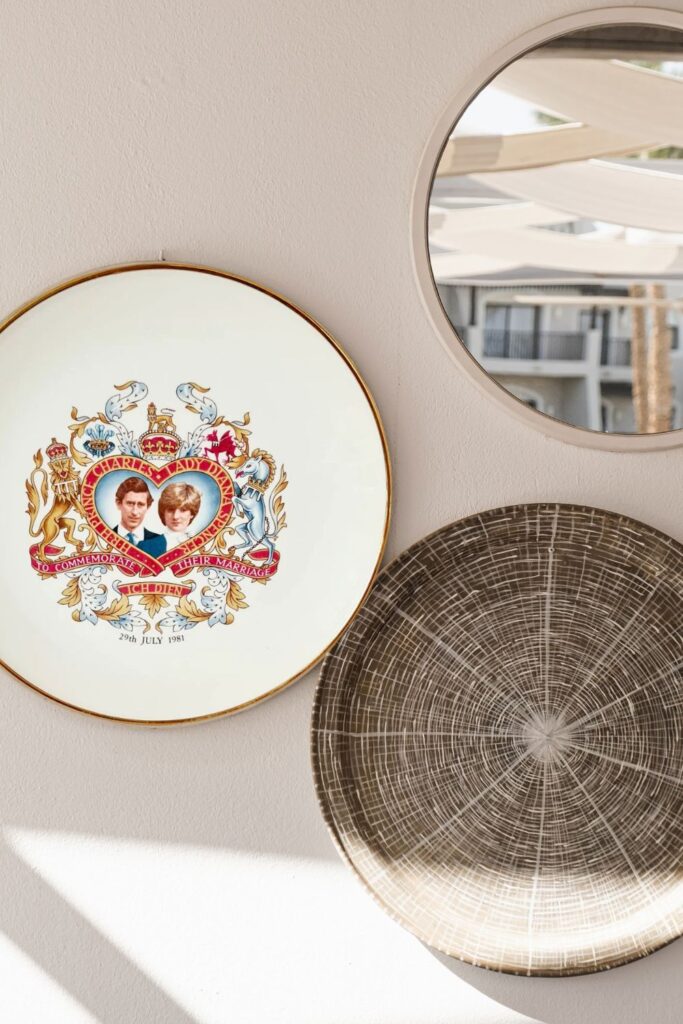 Royal wedding plate hanging on the wall
