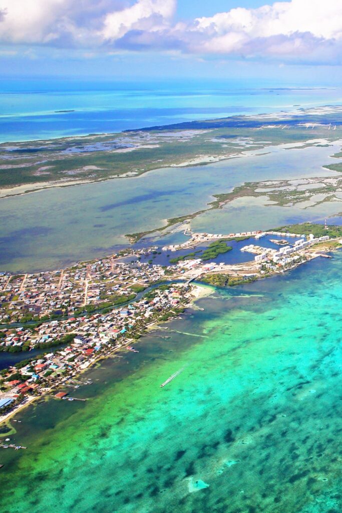 Aerial view of San Pedro, Ambergris Caye