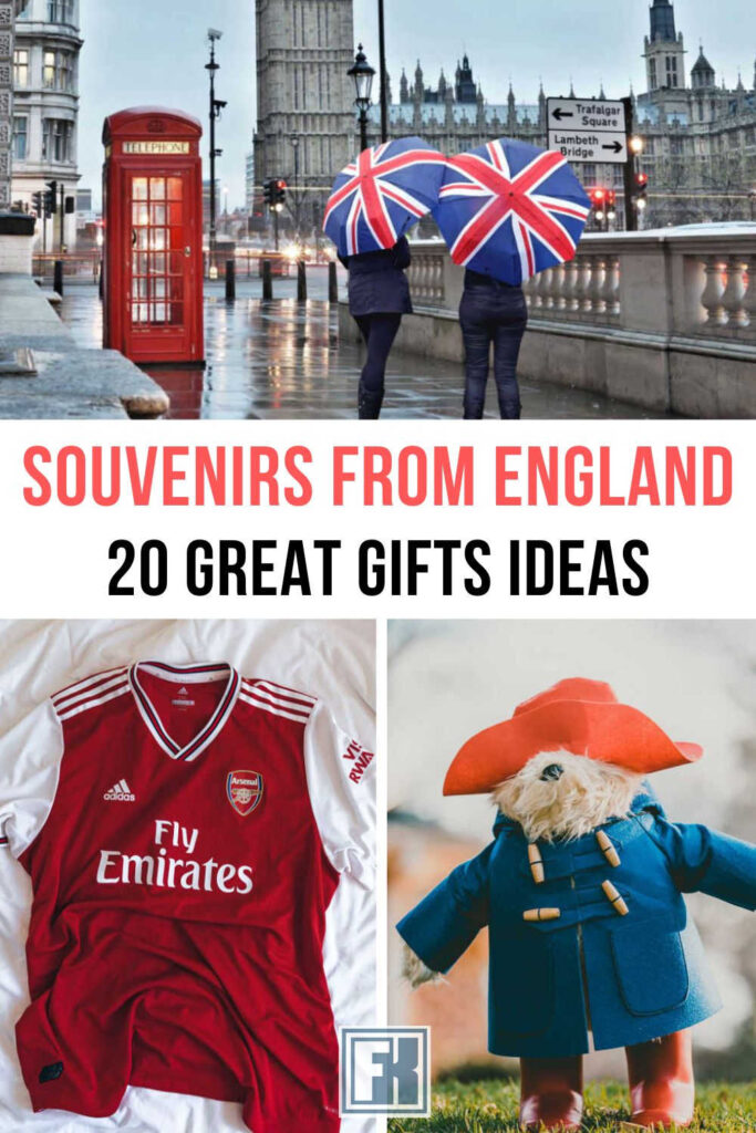Union jack umbrellas, a British soccer shirt and Paddington Bear - all souvenirs from England