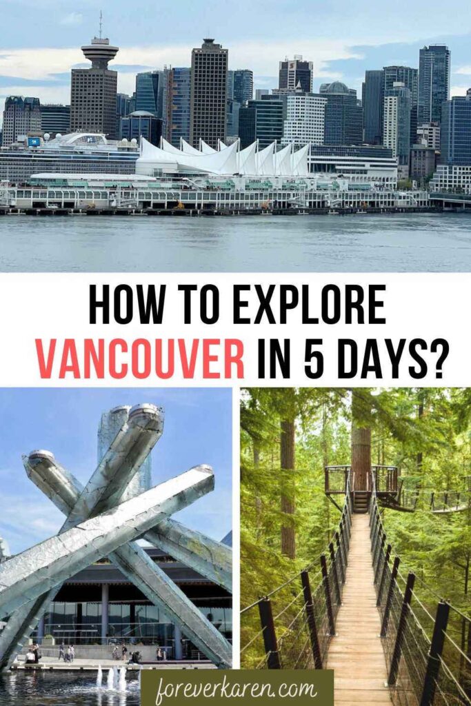 Scenes of Vancouver, BC - Canada Place and downtown, the Olympic Cauldron and the Treetop Adventures at Capilano Suspension bridge